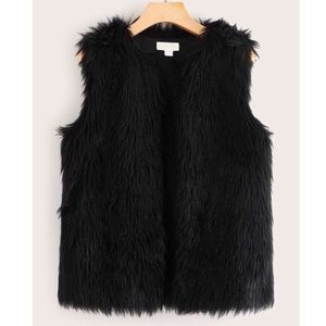Black fur vest soft